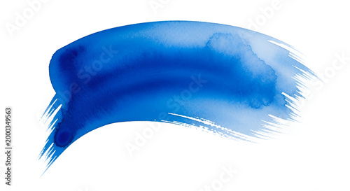 Vibrant Blue Watercolor Brush Stroke Abstract Background.