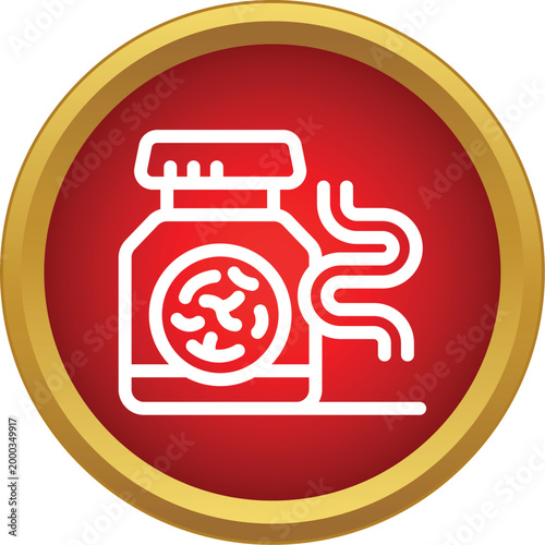 Hookah tobacco molasses jar on a red background with smoke vapor icon