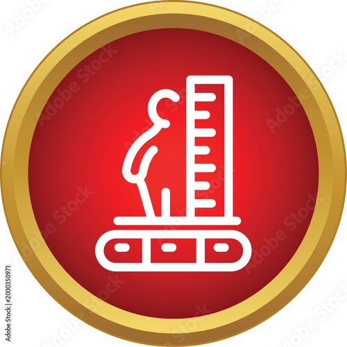 Icon presenting a person standing on a scale, measuring height