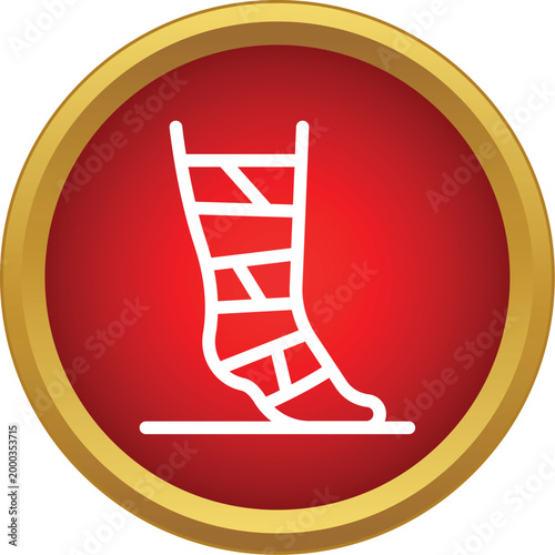 Leg wearing a bandage or cast, symbolizing injury, trauma, and rehabilitation