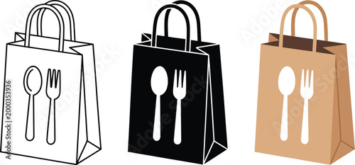 Takeaway food icon vector illustration representing fast food delivery, meal packaging and restaurant takeaway services for modern food ordering apps and branding design.