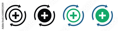 Healthcare recovery concept icons collection featuring medical care, healing process. Vector illustration and transparent PNG.