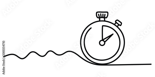 Continuous line drawing of a simple stopwatch timer icon