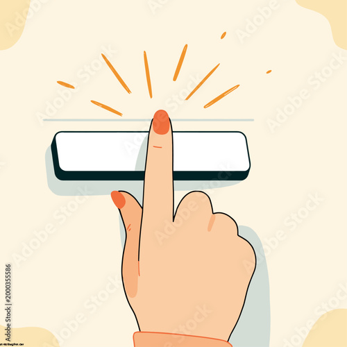 Finger Pressing a Soft Puffy UI Button on Digital Interface