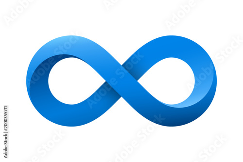 Blue 3D infinity symbol mobius strip isolated. Vector