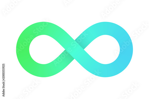 Konstfotografi Green blue pastel color gradient infinity symbol. Vector