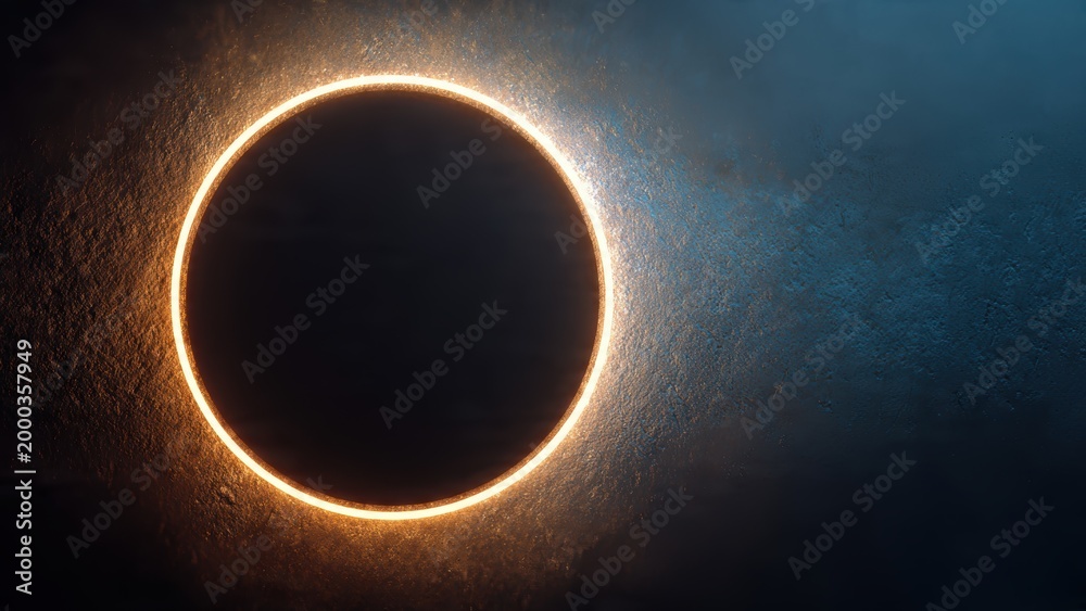 Fototapeta premium Stunning solar eclipse glow against dark textured background