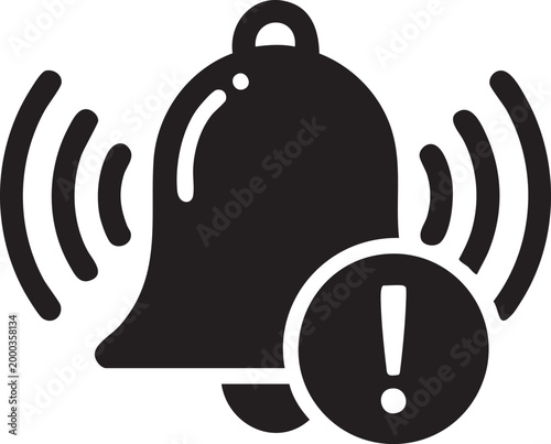 Notification bell icon with exclamation mark for alert or warning