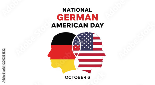 National german american day october 6 with flag profiles
