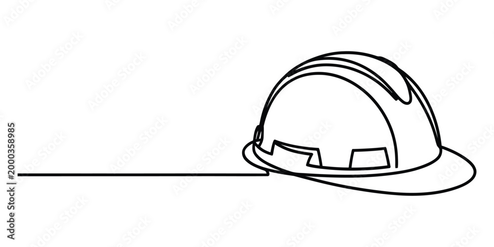 Fototapeta premium Continuous one line drawing of a construction safety hard hat