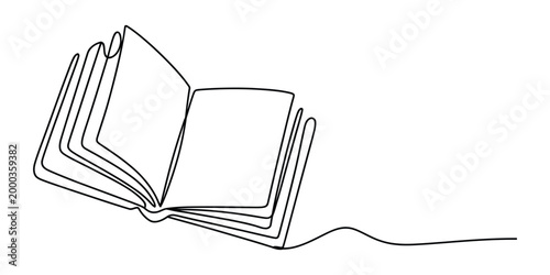 Open book drawn in a single continuous line style