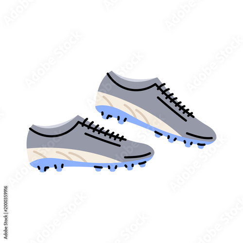Soccer cleats or football boots illustration. Sports shoes for field isolated on white. Athletic footwear for training and matches.