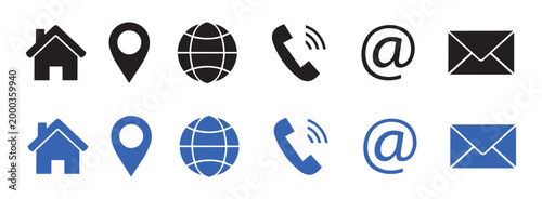 Essential Contact and Communication Icon Set for Website and App UI Design