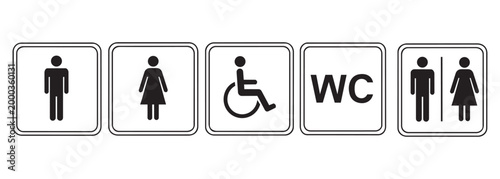Restroom signage collection men women accessible and family facilities