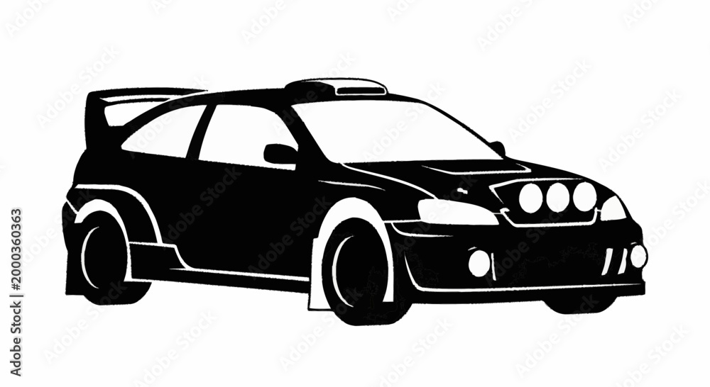 Obraz premium Black Car Side View Illustration.