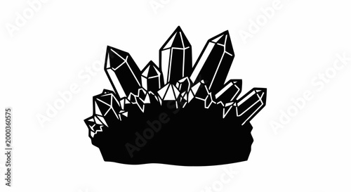 Black Crystal Cluster Illustration.