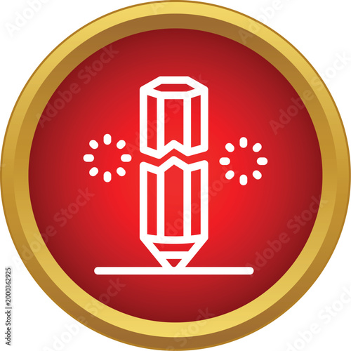 Broken pencil drawing a line inside a red circle, symbolizing creative block or project failure