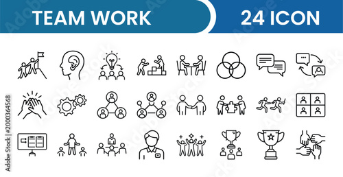Teamwork Icon Pack – [Number] Collaboration, Group, Employees, Management, Cooperation, Productivity Vector Icons