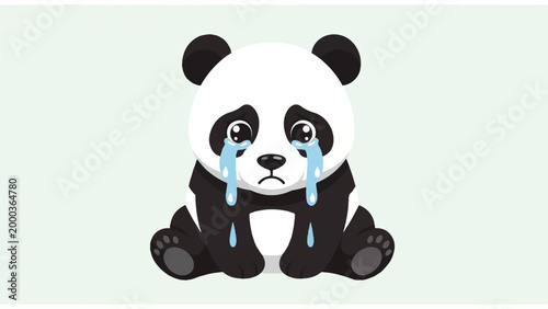 Sad Crying Panda Bear Face Closeup.
