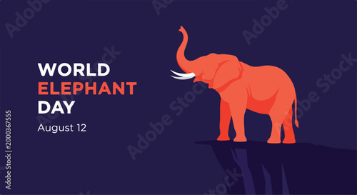 Celebration of World Elephant Day with colorful graphic design featuring an illustrated elephant and vibrant background