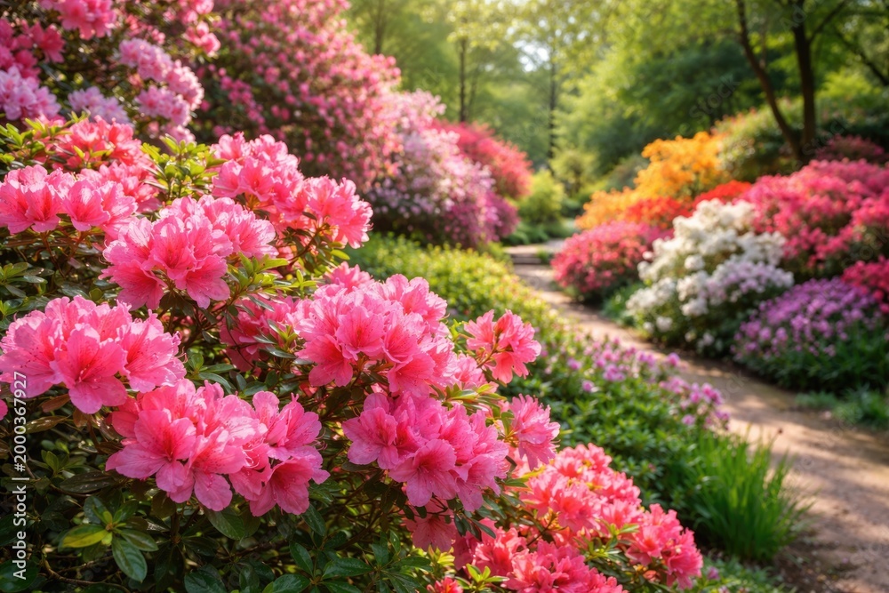 Obraz premium Bright azalea flowers adding charm to a flourishing garden