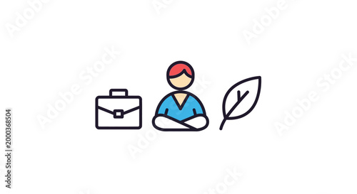 A person with briefcase and green leaf.