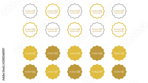 ポイント表示用ゴールドバッジアイコンセット｜POINT01〜10・ラベル・ランキング・装飾フレーム（Point badge icon set 01-10）：ポイント２_08