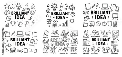 Creative brainstorming icons and elements collection