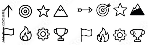 Achievement icons with star target flag outline