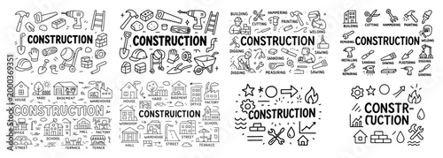 Construction tools and icons set for design projects