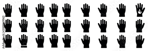 Safety icons with glove hand mittens minimal