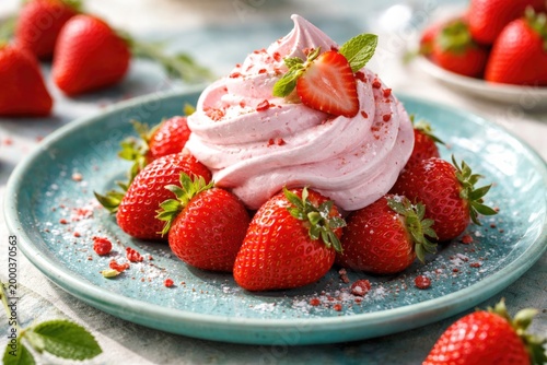 Bright strawberries set on ...