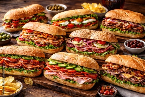 Array of flavorful sandwich...