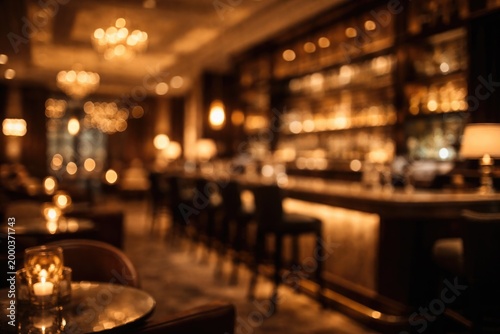Blurred hotel bar interior ...