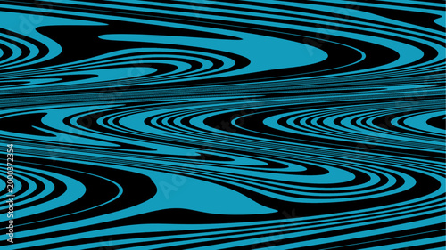 Abstract turquoise and black wavy lines, modern vector background with optical motion, depth, and minimalist elegant design