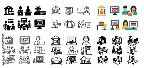 Diverse online banking icons collection