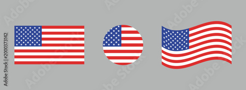 United states national flags displayed in rectangular circular waving formats with national illustration official patriotism sovereignty independence heraldry