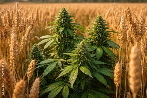 Fresh green weed thriving i...