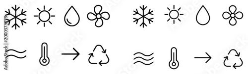 Weather icons with snowflake sun droplet minimal