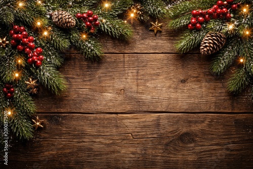 Holiday pine branch against...