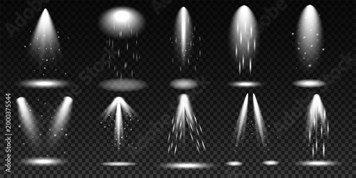 Radiant spotlight beam collection with glowing stage illumination effects