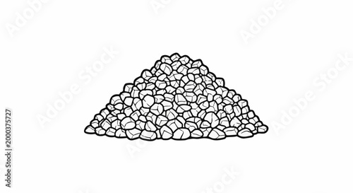 A pile of rough, grey stones, piled high in a conical shape