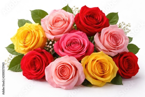 Eight vivid roses in yellow...