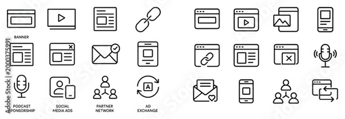 Web icons with browser mobile envelope minimal
