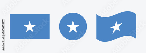 Εκτύπωση καμβά Three styles of somali flag: flat circular waving with national fivepointed patr