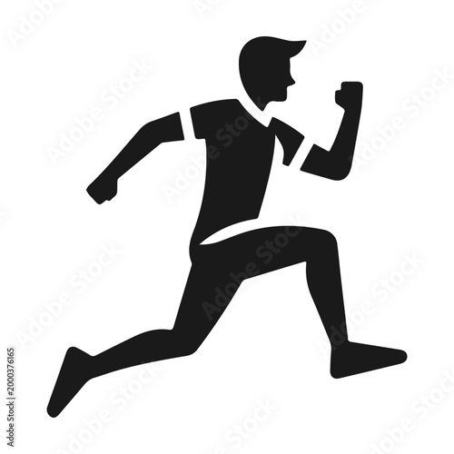 Energetic runner in motion sprinting towards the finish line with determination and speed.