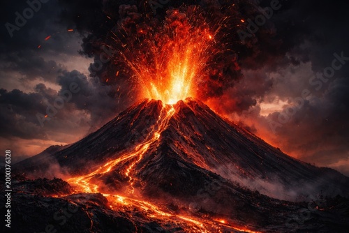 Active volcanic eruption sh...