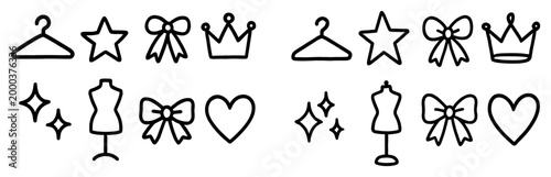 Fashion icons with hanger bow crown minimal line