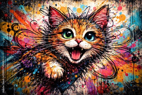 Dynamic cat doodle artwork ...