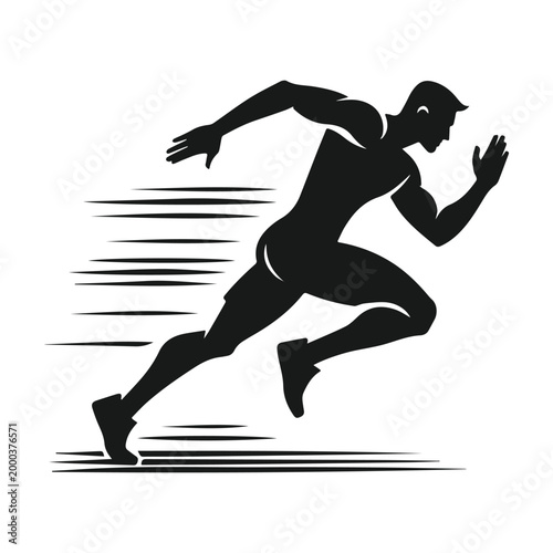 Silhouette of a sprinting athlete in motion representing speed and competition.
